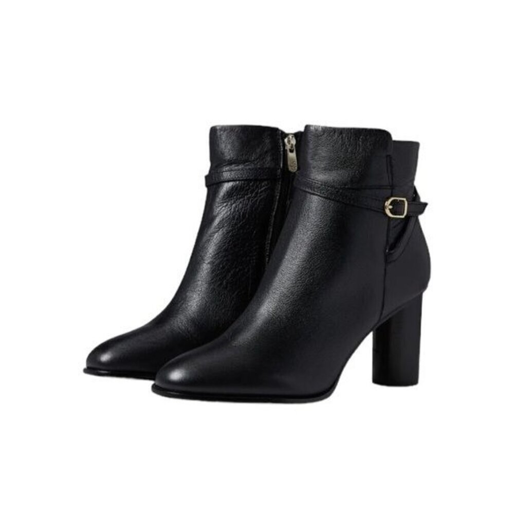 Draper James Leather Tegan Dress Boot Black with Buckle Size 10 NWT
